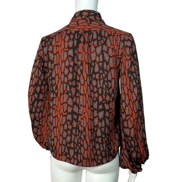 Bardot Shirt Womens 4 Red Black Gray Mona Leopard Blouse Edgy Chic Bohemian - Picture 3 of 9